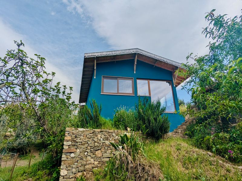 Blue hemp house exterior